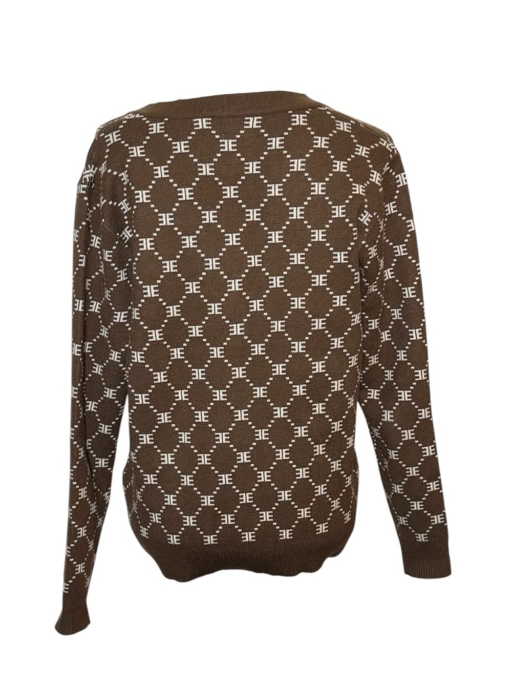 Ellandemm Woman’s Monogram Preppy Academia Cardigan Brown & Ivory 
Size S/M - Picture 4 of 9